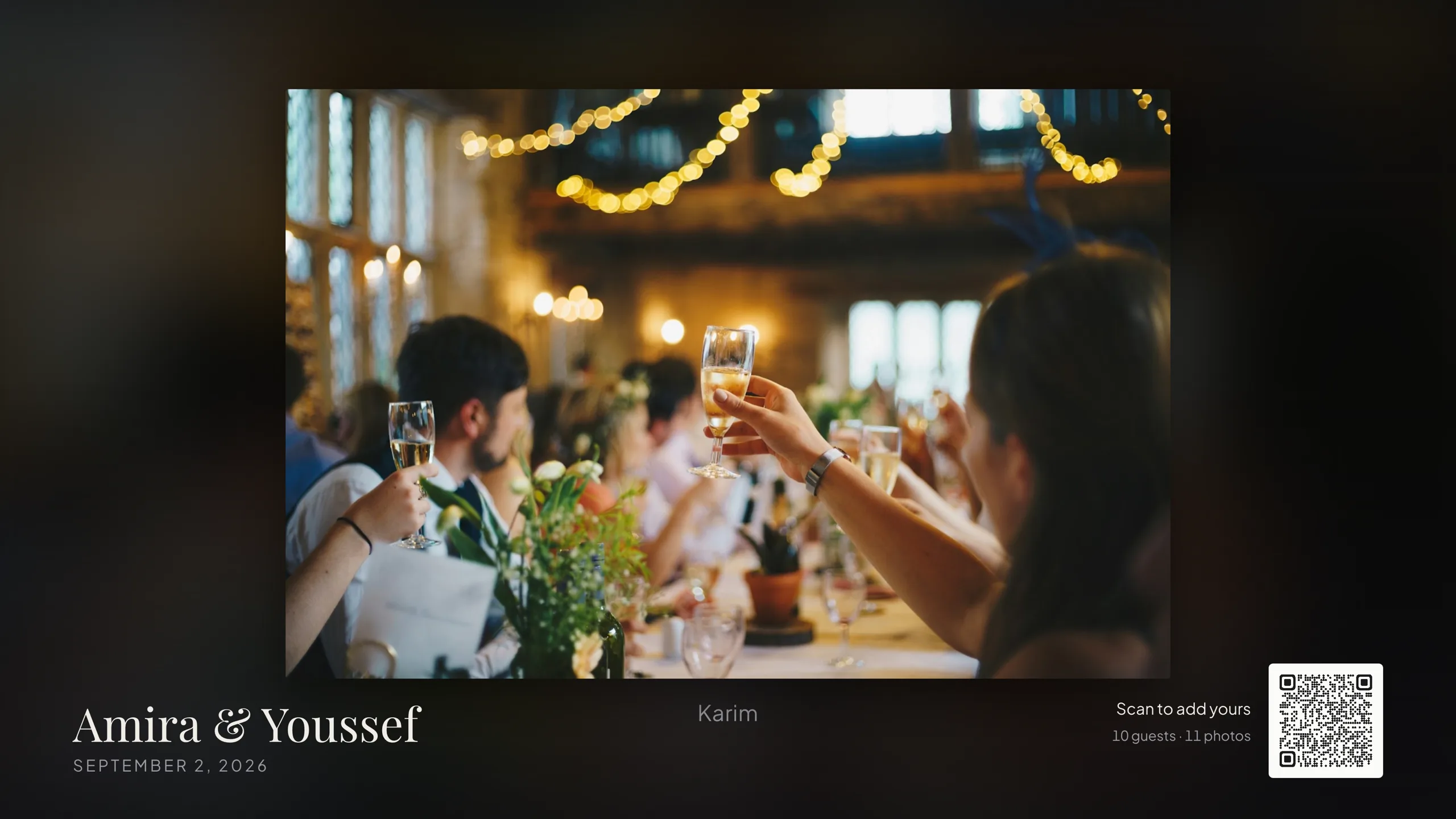 The live slideshow running on a demo event we set up for this post, not a customer's